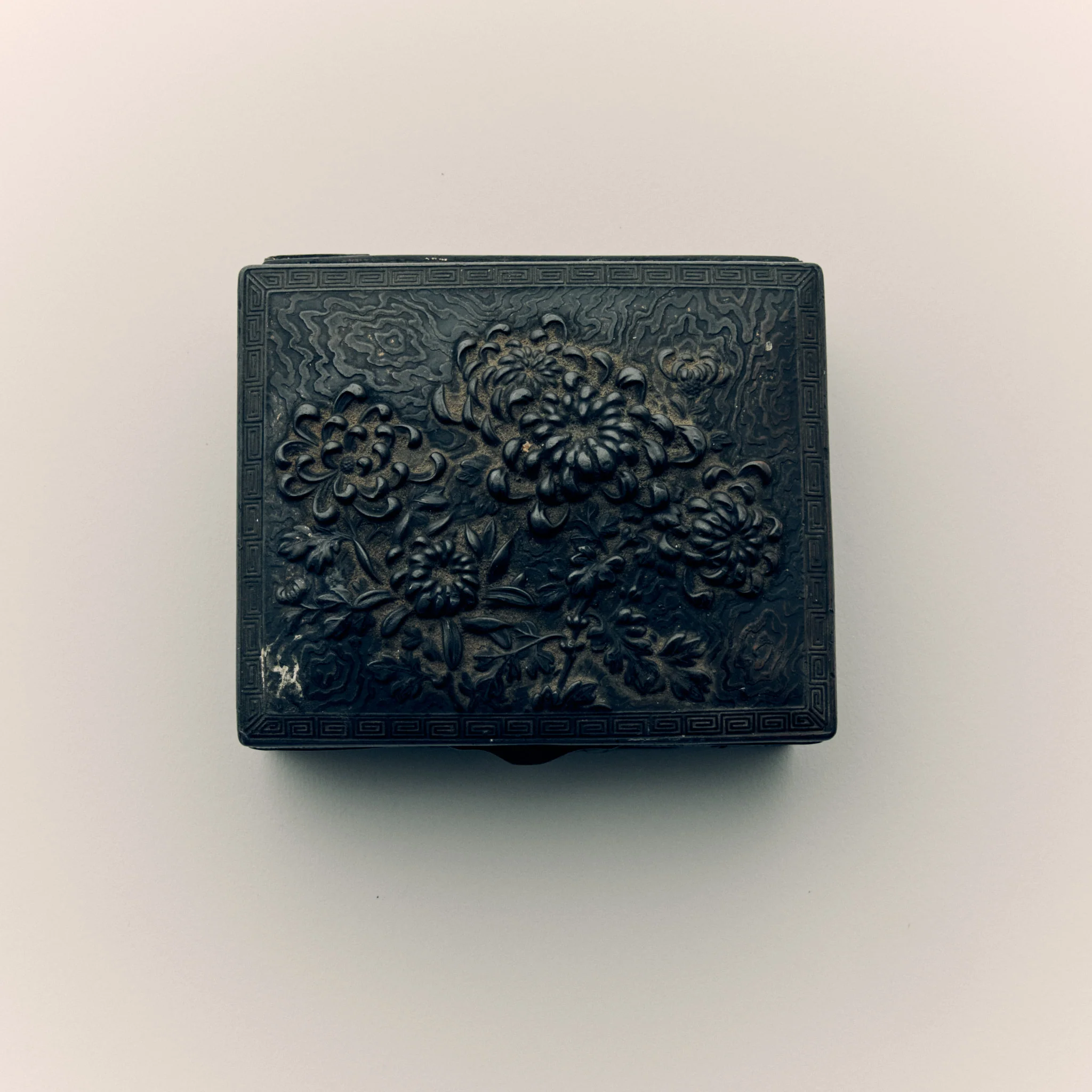 Antique Japanese Wood & Brass Jewellery Box